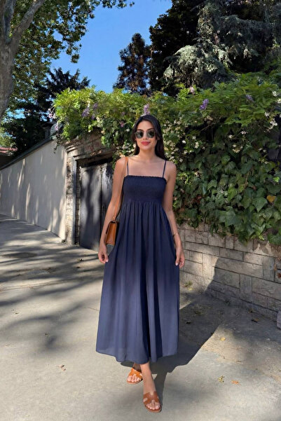 oshebu Βαμβακερό μακρύ καλοκαιρινό γυναικείο φόρεμα χωρίς φόδρα – με τιράντες...