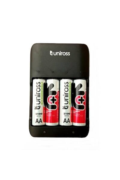 Uniross Set încărcător universal cu 4 baterii R6 de 2100mAh