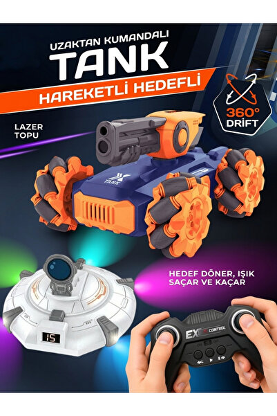 MJ TOYS Şarjlı Uzaktan Kumandalı Işıklı Atış Hedefli Ufo Avcısı Akrobatik Dub...