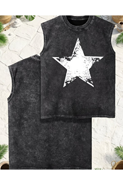 Toum Star Athlete Crew Neck Washed Vintage Unisex Oversize T-Shirt