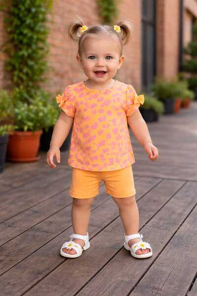 MİNİSHOOW Summer Girls' Top and Bottom Set