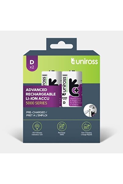 Uniross Set de 2 acumulator LI-ION cu USB-C R20, D, 5000mAh