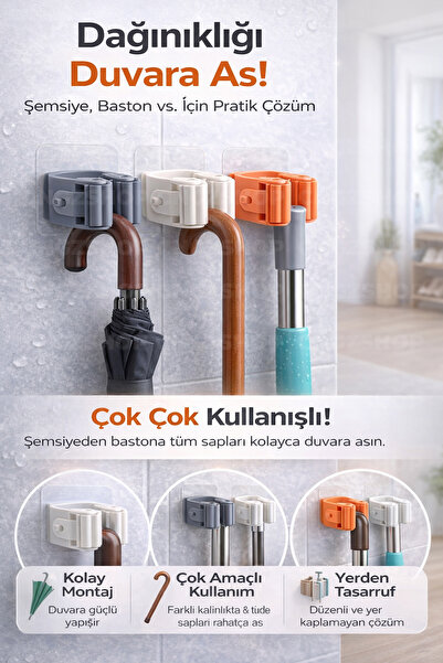 CNGZSHOP Yapışkanlı Süpürge & Mop Askısı | Paspas Sap Tutucu Duvar Aparatı (1 Adet)