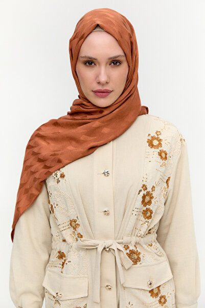 Setrms Geometrik Desenli Jakarlı Viskon Şal