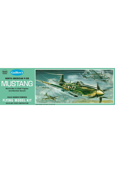 Guillow Model de avion cu zbor liber P-51D MUSTANG KIT (432 mm)