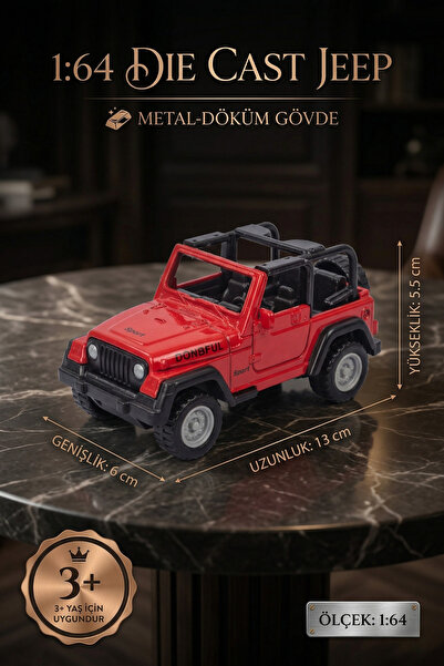 craftivio 1:64 Ölçek Metal Döküm Kırmızı Jeep Oyuncak Araba - Off-Road Arazi ...