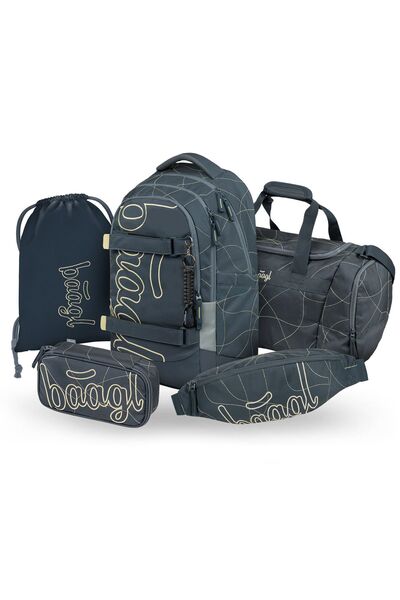 Baagl Set rucsac școlar 5 piese: Rucsac, Penar, Sac, Geantă sport, Borsetă, S...