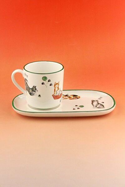 Bursa Porselen Dekor Cats Presentation Porcelain Mug Set