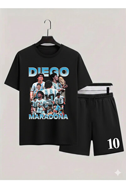 MAGORS طقم تي شيرت وشورت للأطفال مطبوع عليه MARADONA DIEGO ARMANDO مصنوع من ا...
