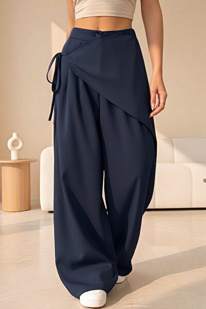 nurbeli Γυναικείο ασύμμετρο σχέδιο με ψηλή μέση παντελόνι palazzo