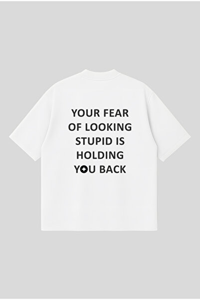 PURE POWER تي شيرت Your Fear Stupid ذو مقاس كبير وواسع للجنسين مصنوع من القطن...