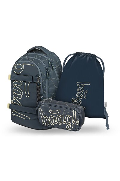 Baagl Set rucsac școlar 3 piese: Rucsac, Penar, Sac, Skate Max Wave, băieți, ...