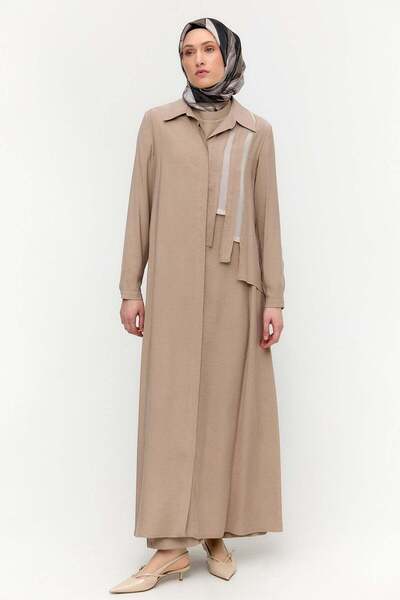 Setrms Şerit Detaylı Modal Pardesü