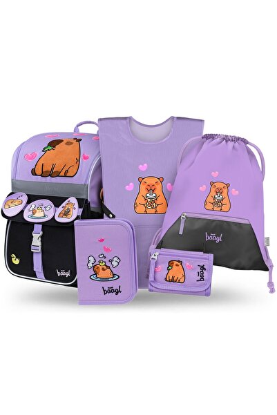 Baagl Set școlar 5 piese: Ghiozdan, Penar, Sac, Șorț, Portofel, Zippy Capybar...