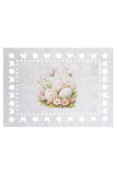 ZanaCasei Suport de farfurii din pâslă bej cu model de ouă de Paște și flutur...