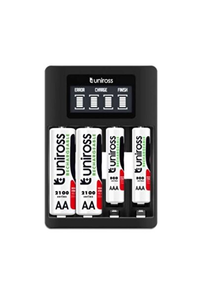 Uniross Set încărcător ultra-rapid cu 4 baterii R6 de 2700 mAh