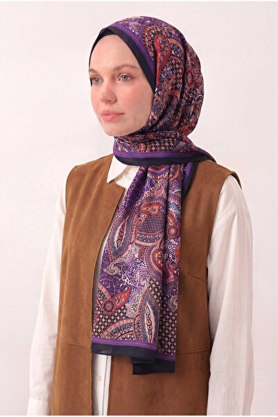 Silk Home Μαλακό σάλι με έθνικ σχέδιο σε σκούρο μπλε ναυτικό 75Χ195