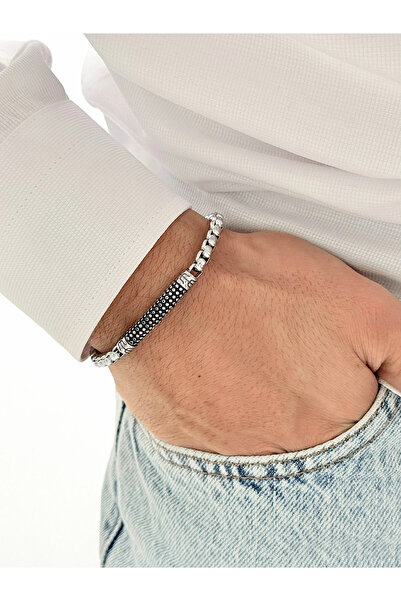 FERRO سوار رجالي من الفولاذ الفضي FRJ10176A-A مع عبوة هدية بضمان لمدة عامين