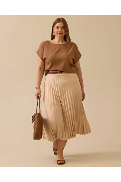 Gala-Xi Γυναικεία Midi Φούστα με Πλισέ Plus Size 10002511614003