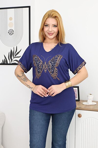Siyezen Plus Size Butterfly Stone Blouse