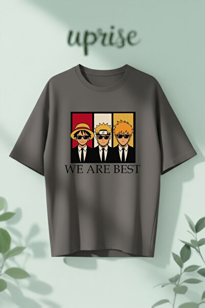 Vordevia Big Three Naruto Bleach One Piece Printed Cotton Oversize T-Shirt