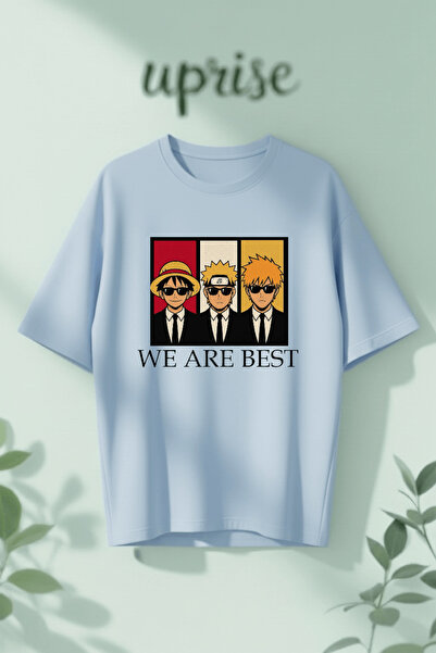 Vordevia Big Three Naruto Bleach One Piece Printed Cotton Oversize T-Shirt