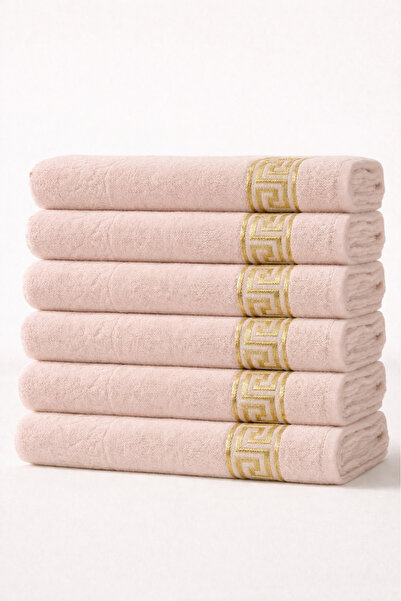SHAL HOME Set of 6 100% Cotton Gold Jagar 30x50 Hand and Face Towels