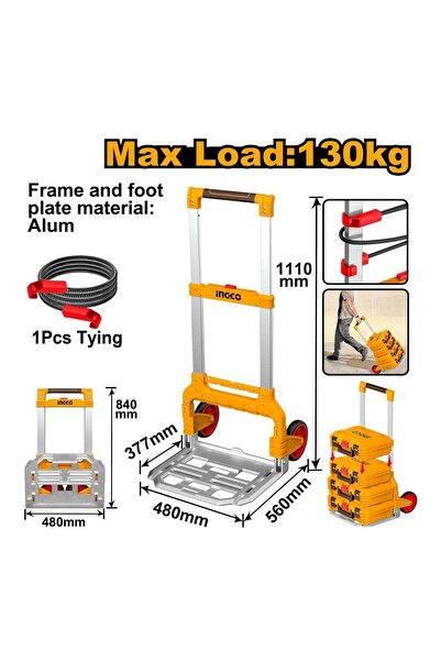 Bervas FOLDABLE TRANSPORT TROLLEY 130KG - INGCO