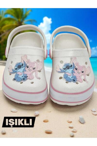 MARKABONİ نعال وصنادل للشاطئ والمسابح للفتيات مطبوعة بتصميم ستيتش مضيئة ومضاد...