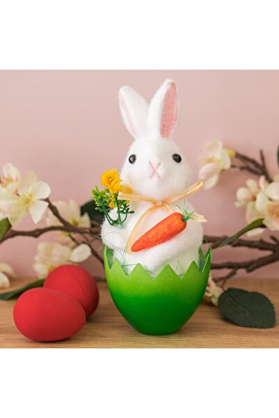 ZanaCasei Decorațiune de Paște cu ou verde decorat cu iepuraș și morcov Ø8x21cm
