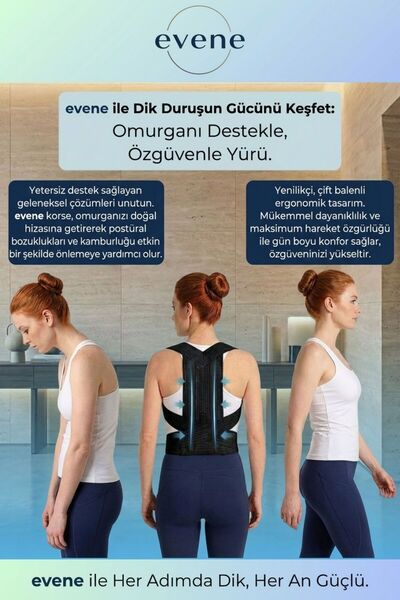 Evene Corset pentru postură verticală Corset pentru spate Corset pentru postură verticală Corset pentru spate Corset cu sârmă de oțel Model negru 3