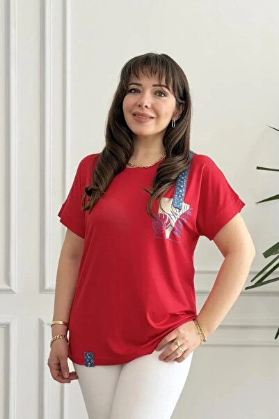 yb yağmur butik Λεπτομερής χτενισμένη βαμβακερή μπλούζα με σχέδιο τζιν