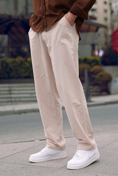 aziso Men's Comfortable Linen Summer Trousers