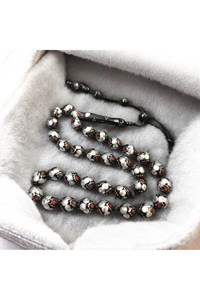 İnan Tesbih Red Enamel Embellished Barley Cut Kuka Prayer Beads