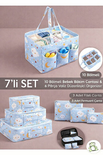 MorBebe 7-Piece Set I 6-Piece Set Patterned Multi-Purpose Organizer in Suitca...