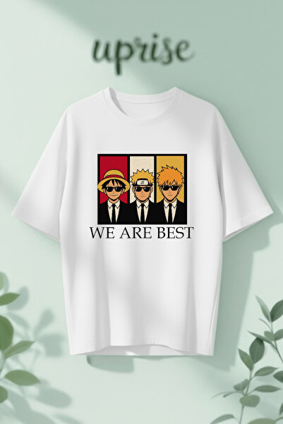 Vordevia Big Three Naruto Bleach One Piece Printed Cotton Oversize T-Shirt