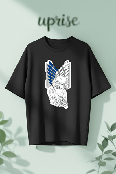 Vordevia Μπλουζάκι Levi Ackerman Attack on Titan με στάμπα, βαμβακερό, oversized