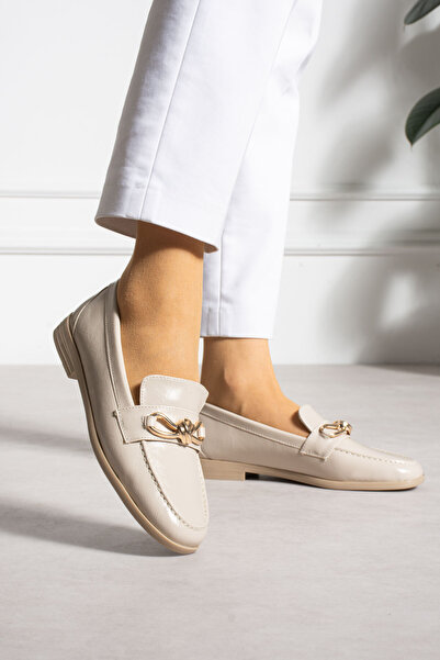 MERVESTORE Pantofi Loafer cu cataramă cu panglică aurie