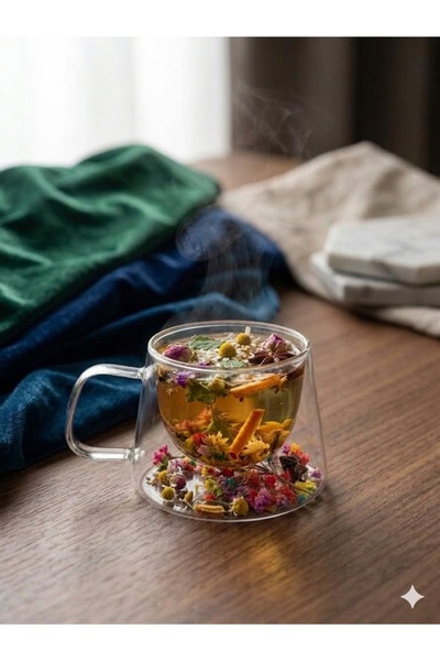 WARDY Double Raven Floral Glass Cup 250ml.