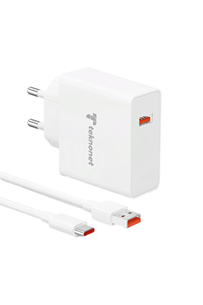 Nettech Teknonet 67W Type-C Kablo + Şarj Aleti (Beyaz)