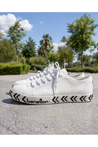 Benetton Λευκό-Μαύρο Ανδρικό Sneaker BN-30626