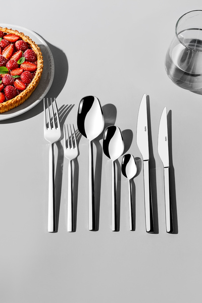 Nehir Lorenzo Sade 12-Person 84-Piece Leather Boxed Cutlery Set