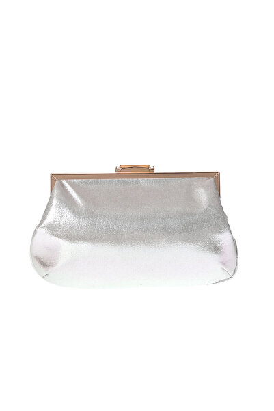 Meli Melo Paris Geanta plic argintie cu design minimalist si accente aurii