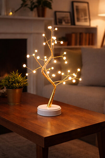 Evrimax Masa Üstü Boncuklu Sarj Edilebilir Özellikli Ağaç lamba