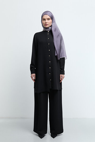 Tuğba Kırma Detaylı Pantolon - Siyah