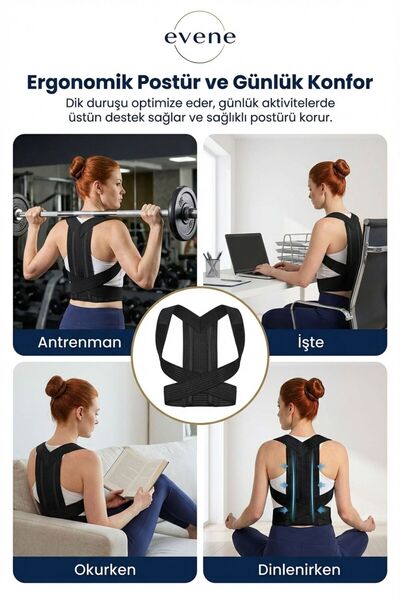 Evene Corset pentru postură verticală Corset pentru spate Corset pentru postură verticală Corset pentru spate Corset cu sârmă de oțel Model negru 3