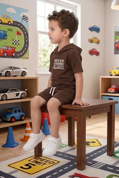 çatı moda Set de tricou cu glugă și pantaloni scurți de vară pentru băieți