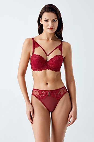 İmaj Luw 6120 Σετ Σουτιέν με ενίσχυση σε χρώμα μπορντό, με λεπτομέρεια από κο...
