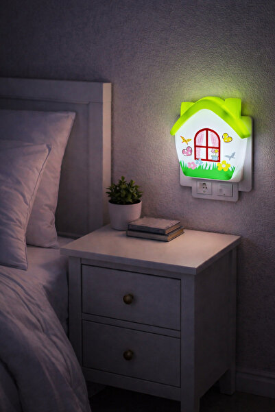 kialed Çiçekli Çocuk Bebek Gece Lambası Priz Tipi LED Dekoratif Oda Aydınlatma Uyku Lambası
