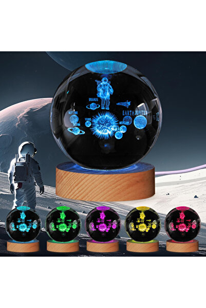 OEM 3D Night Light Crystal Sphere Astronaut in Space, 8 cm, USB Charging, 7 C...